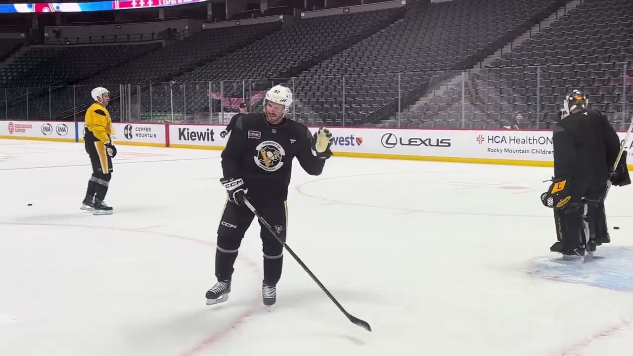 Sidney Crosby takes shots in Penguins’ morning skate