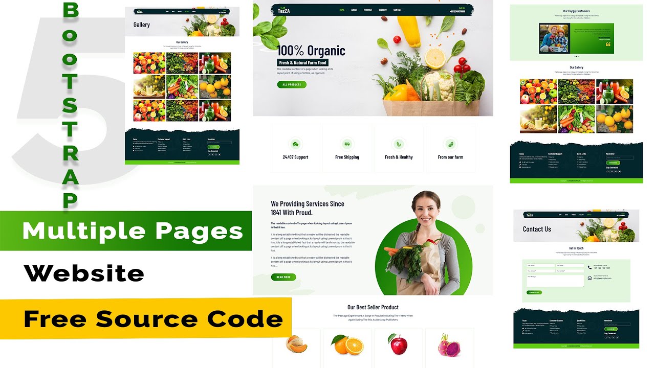 Multiple Pages Website using HTML CSS JavaScript & Bootstrap 5 | Responsive Multipage Website Design