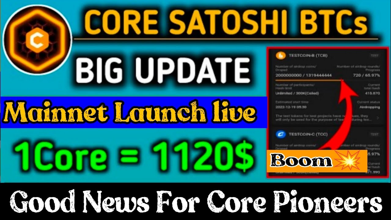 Boom 💥| Core Satoshi Btcs Big Update 🎉 Mainnet Launch Live 😱🤯| 1Core Value= $1220 🤑🎉#crypto #bitcoin