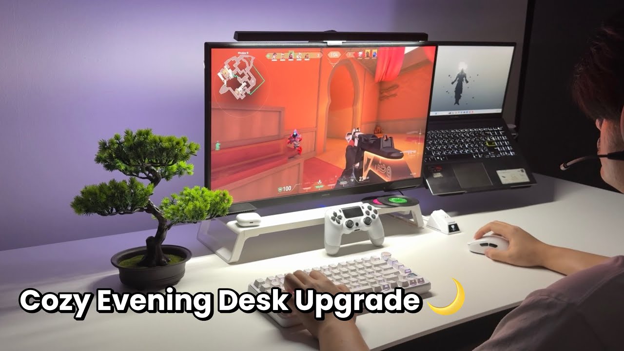 Gaming Vlog | Cozy Evening Desk Upgrade 🌙 New Monitor Arm & Chill Gaming