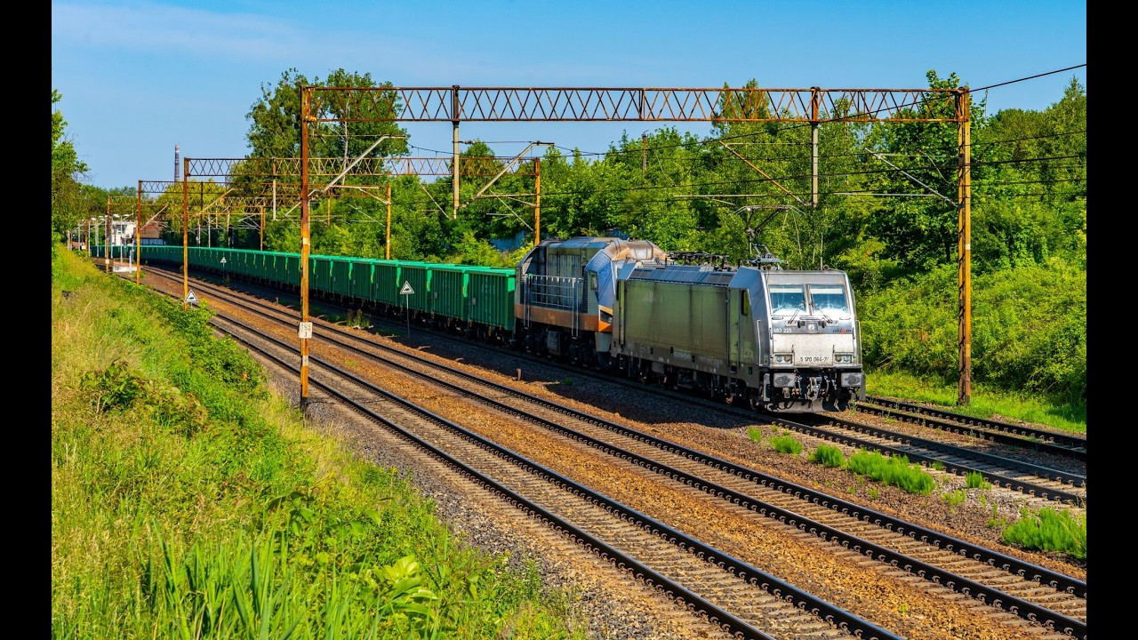 [IGL] Duet E483 225 + 311D-16 z jednolitym składem zielonych węglarek | Poznań Starołęka