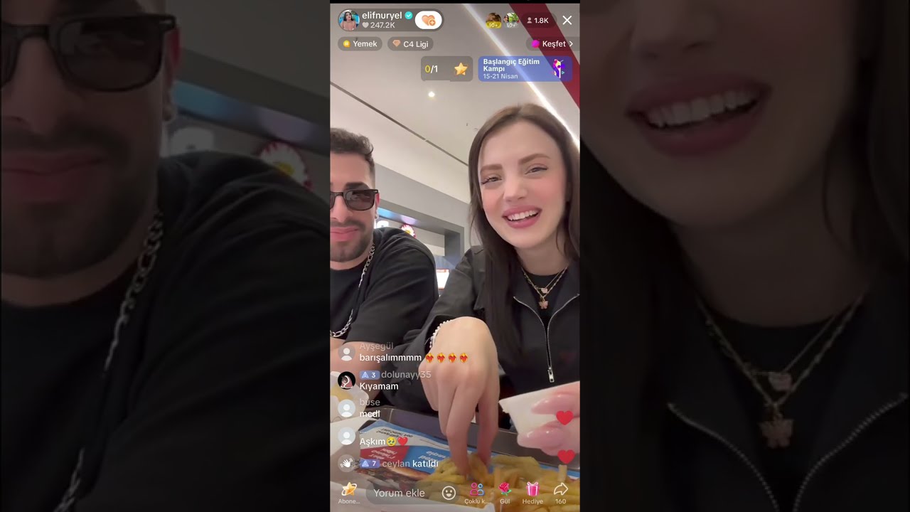 Elif Nur yel ve Sedat Polat tiktok yayını part •1 havalimanı | 8 Nisan 2024