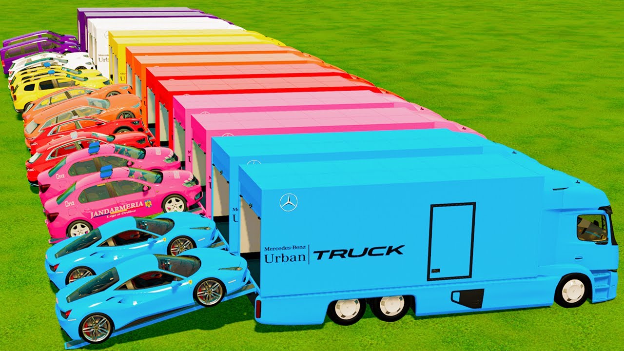 Lamborghini, Audi, G Wagon, Police Cars Loading Urban Trucks In Fs22 | Farming Simulator 22 |