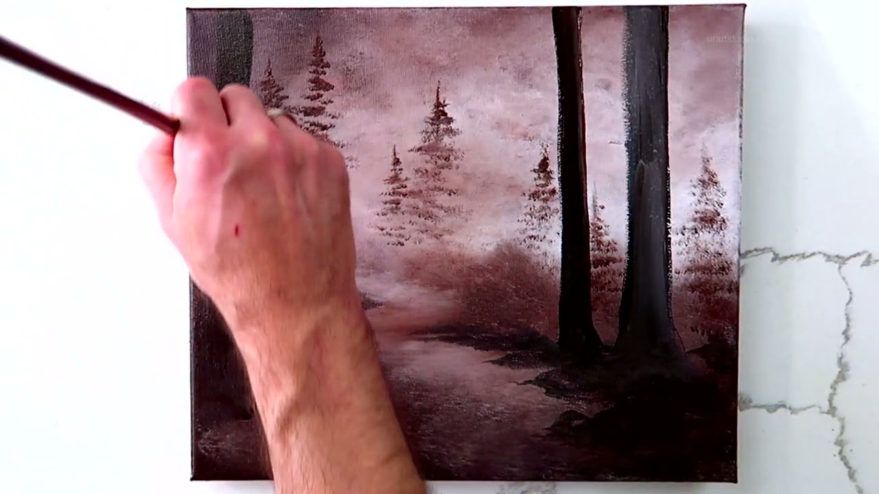 Capturing Morning Glow | Acrylic Tutorial of Glowing Light on the Path Through Trees