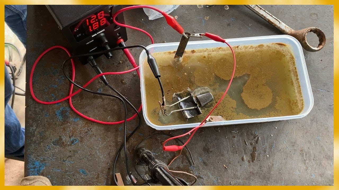 กัดสนิมด้วยไฟฟ้า Electrolysis rust removal