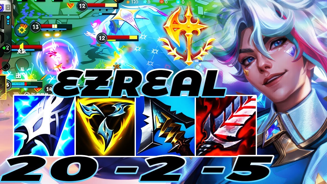 WILD RIFT EZREAL ADC GAMEPLAY | 20 -2 -5 MVP | EZREAL BUILD RUNES