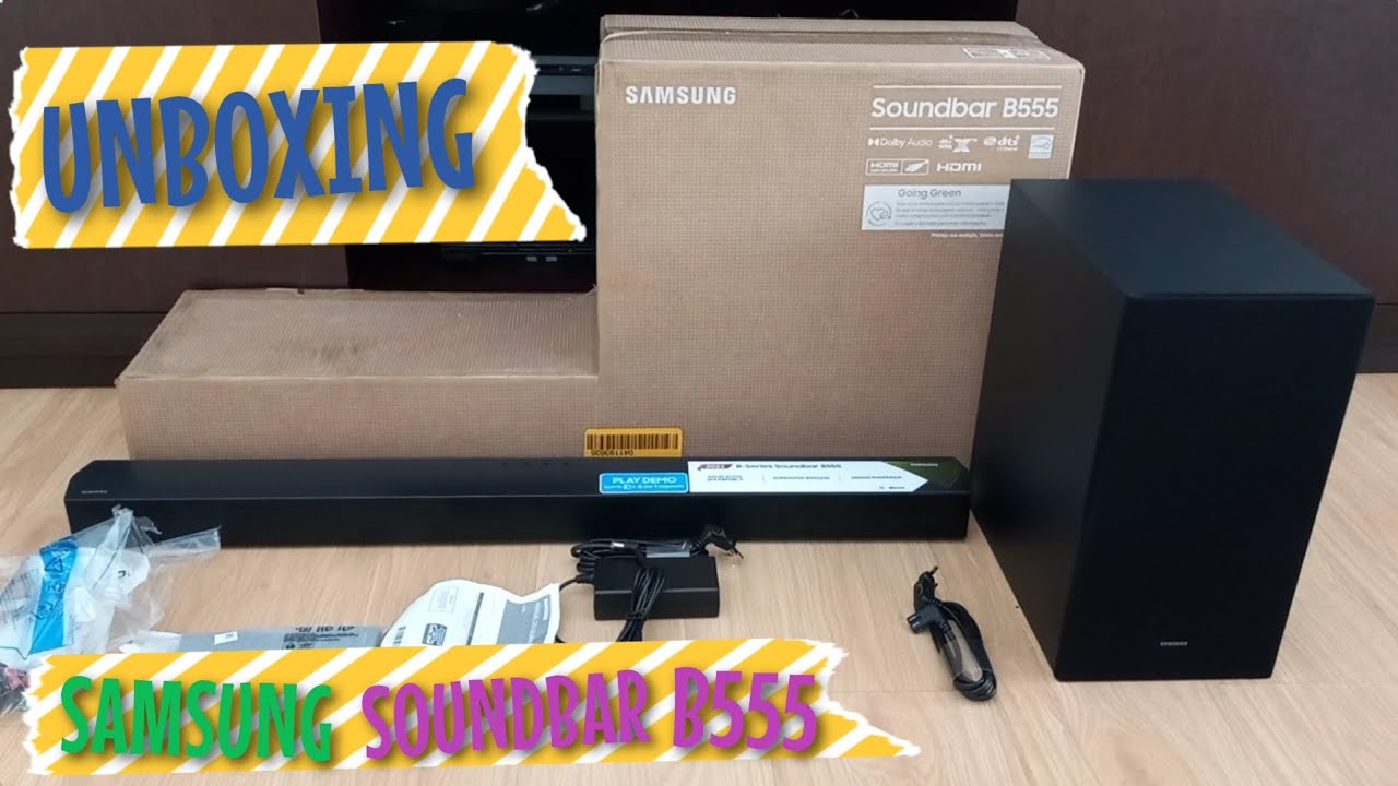 SAMSUNG SOUNDBAR B555 COM SUBWOOFER - UNBOXING, REVIEW E TESTE DE SOM - VALE A PENA?