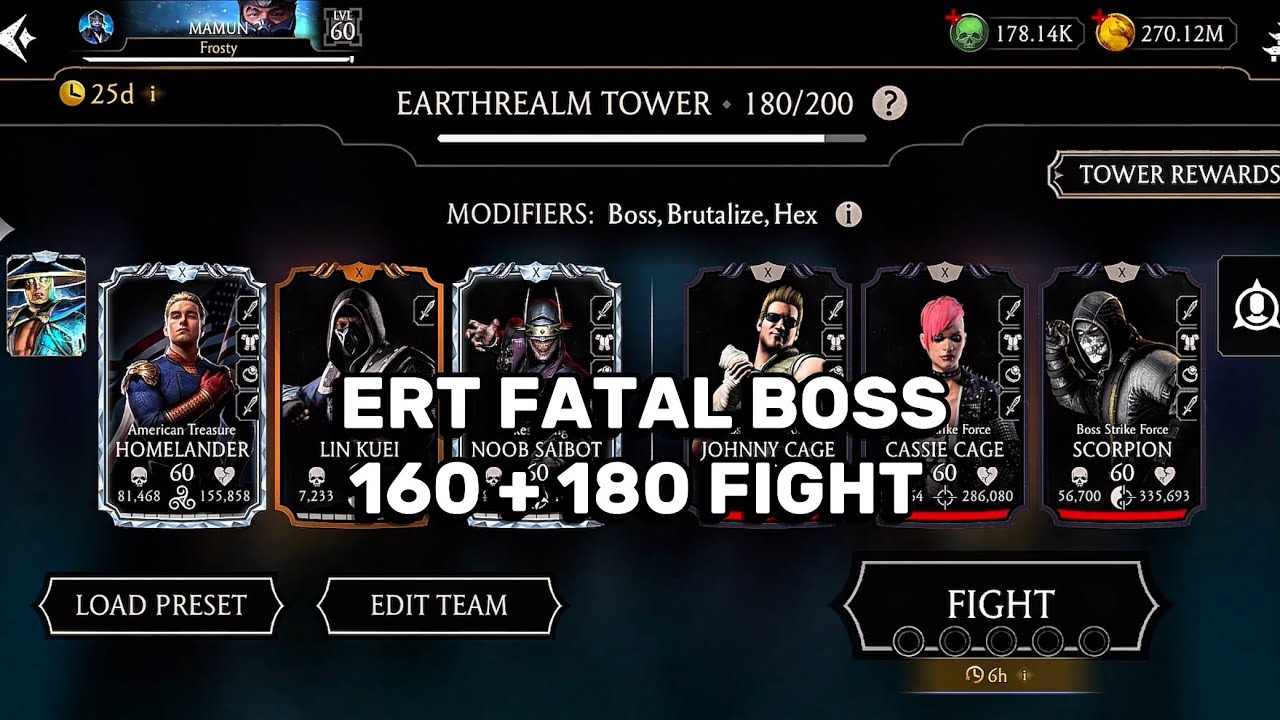 Earthrealm Tower Fatal 160 + 180 Boss Fight + Rewards MK MOBILE 