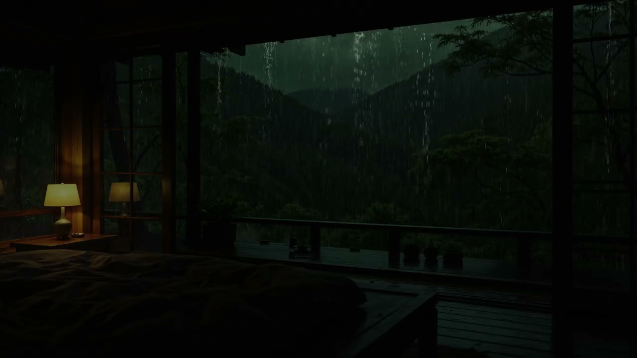 Peaceful Rainfall Through a Quiet Garden 🌧 (No Ads) | Ambient Bedroom Sounds for Restful Sleep