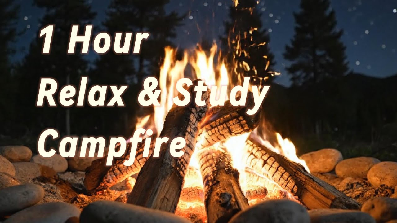 1 Hour - Relax & study with Campfire | Deep Meditation | #1hour #1hourloop #lofi #relaxing #calm