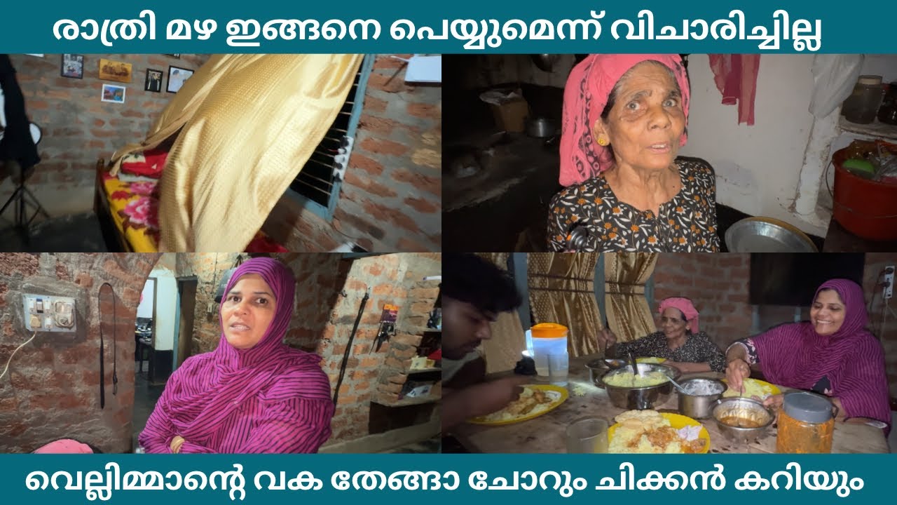 രാത്രി മഴ ഇങ്ങനെ പെയ്യുമെന്ന് വിചാരിച്ചില്ല വെല്ലിമ്മാന്റെ വക തേങ്ങാ ചോറും ചിക്കൻ കറിയും 