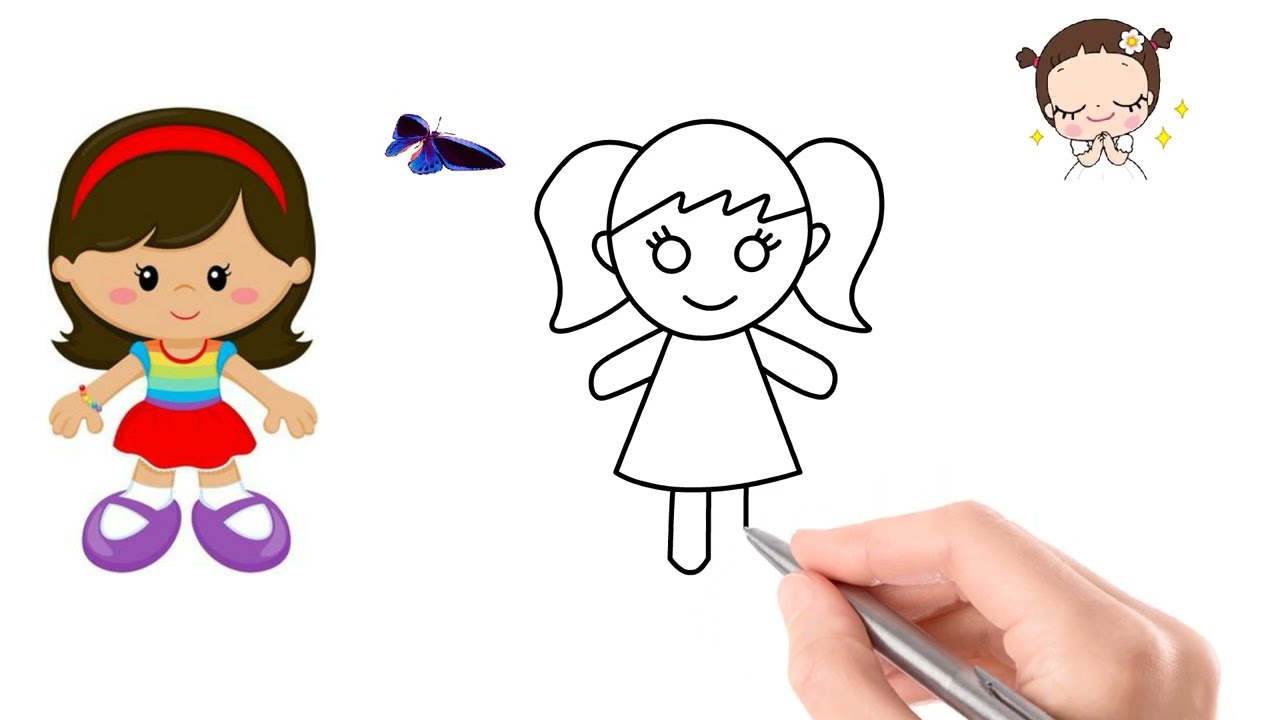 Как да нарисуваме малко усмихнато момиченце * How to draw a little smiling girl * Easy drawing