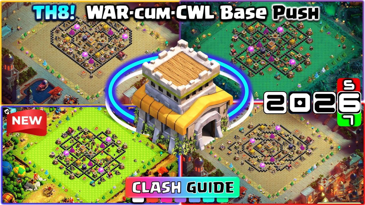 TH8 WAR BASE WITH LINK! Best TH8 anti 2 star & 3 star war base 2026 COC TH8 CWL Base Clash Guide