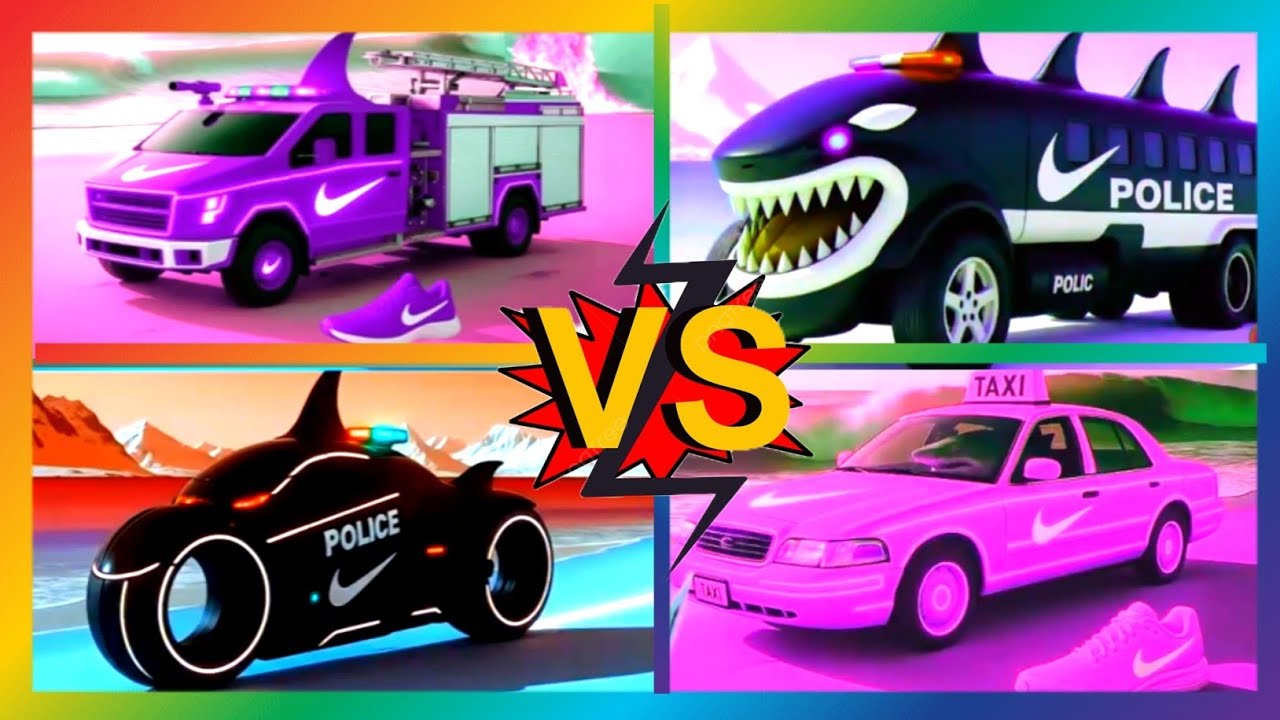 SHARK BUS 🆚 POLICE CAR 🆚 AMBULANCE 🔥 CRAZY BRAINROT - Tiles Hop EDM Tush! 
