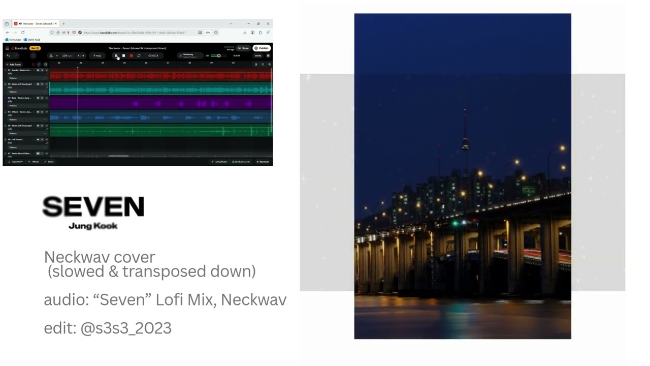 Seven (Jung Kook) Neckwav cover, slowed & transposed down, Lofi-ed