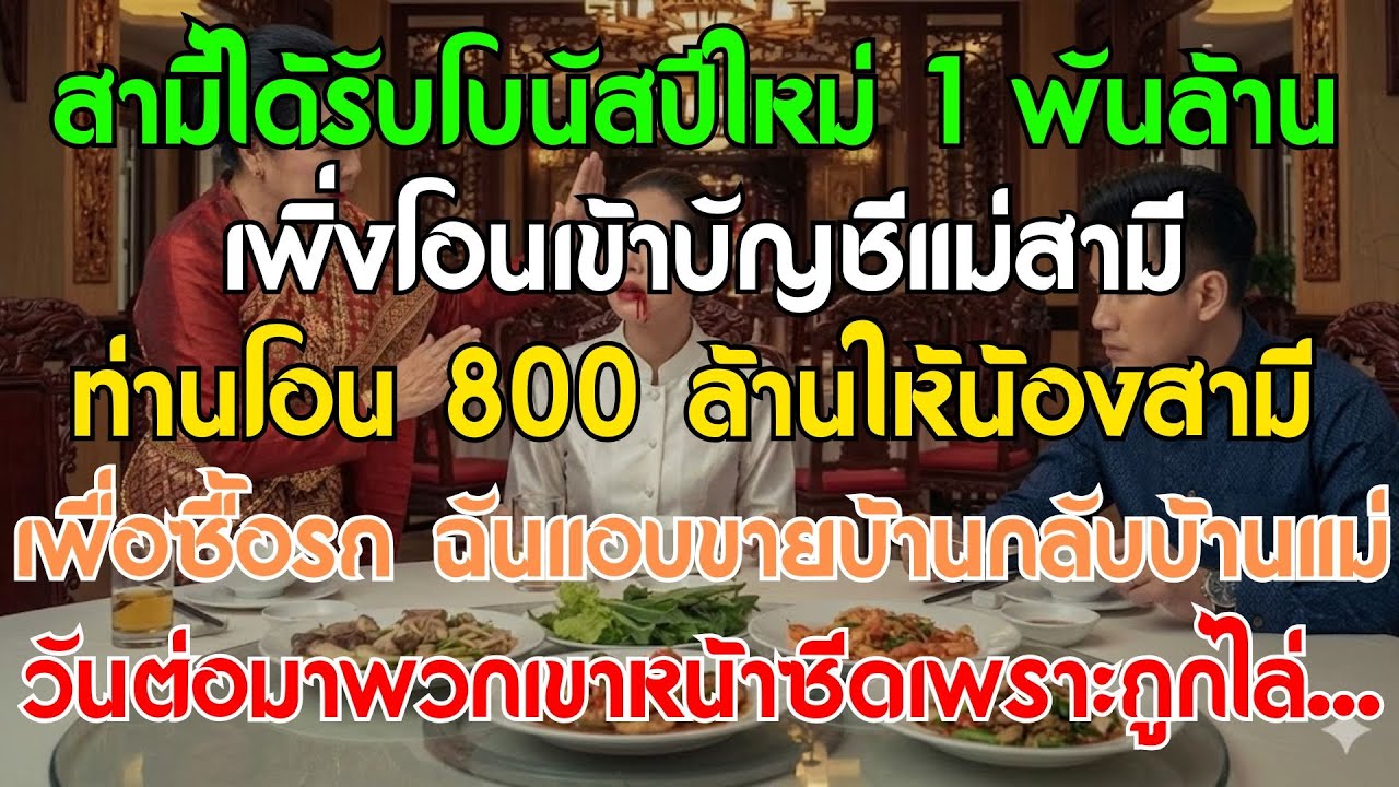 แม่สามีตบ 2 ทีจนเลือดปากออก ผัวยังนั่งกิน ฉันแอบขายบ้าน 11 พันล้าน