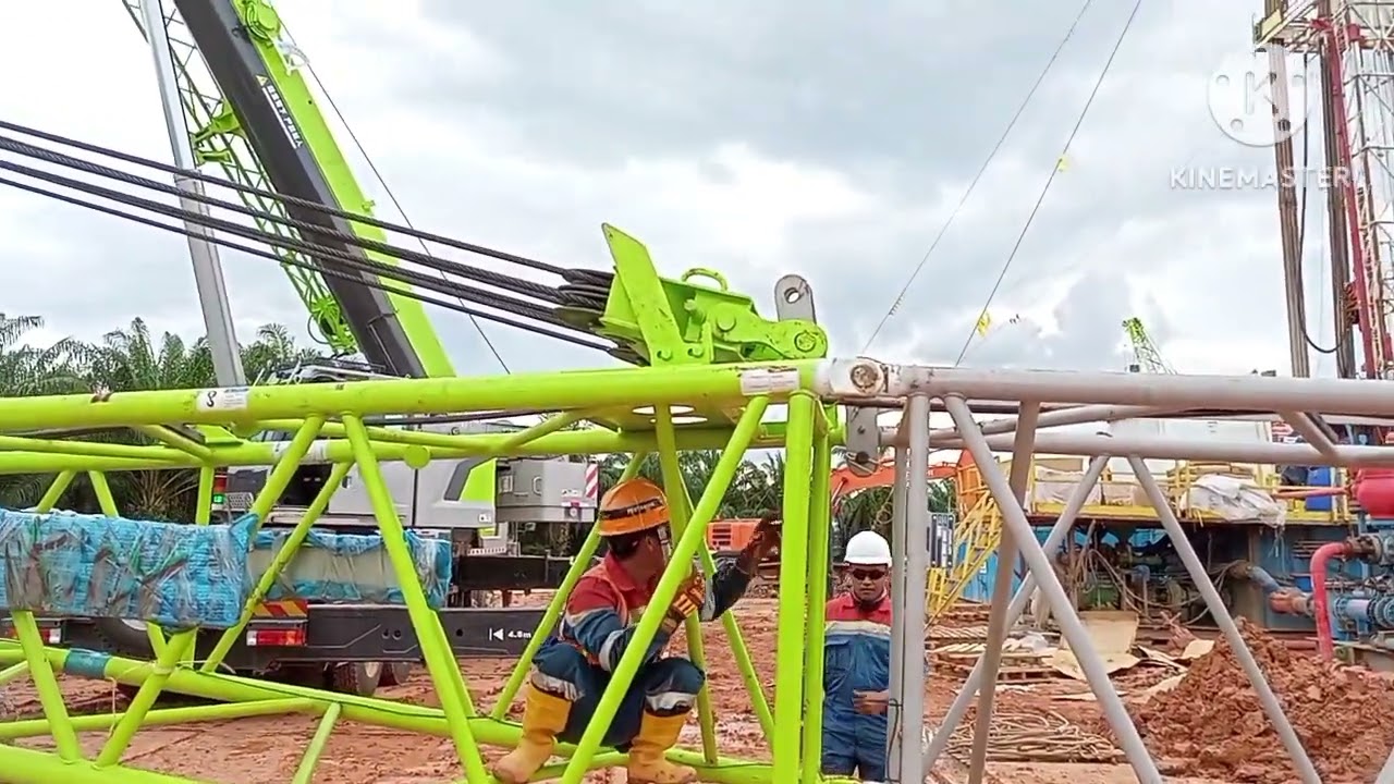 proses pembongkaran gantry boom Zoomlion Crawler Crane 60 ton..#part1