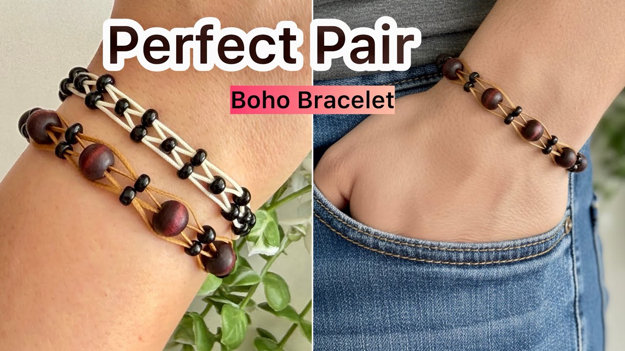 Easy Boho Macrame Bracelet with Wooden Beads | Beginner Friendly DIY