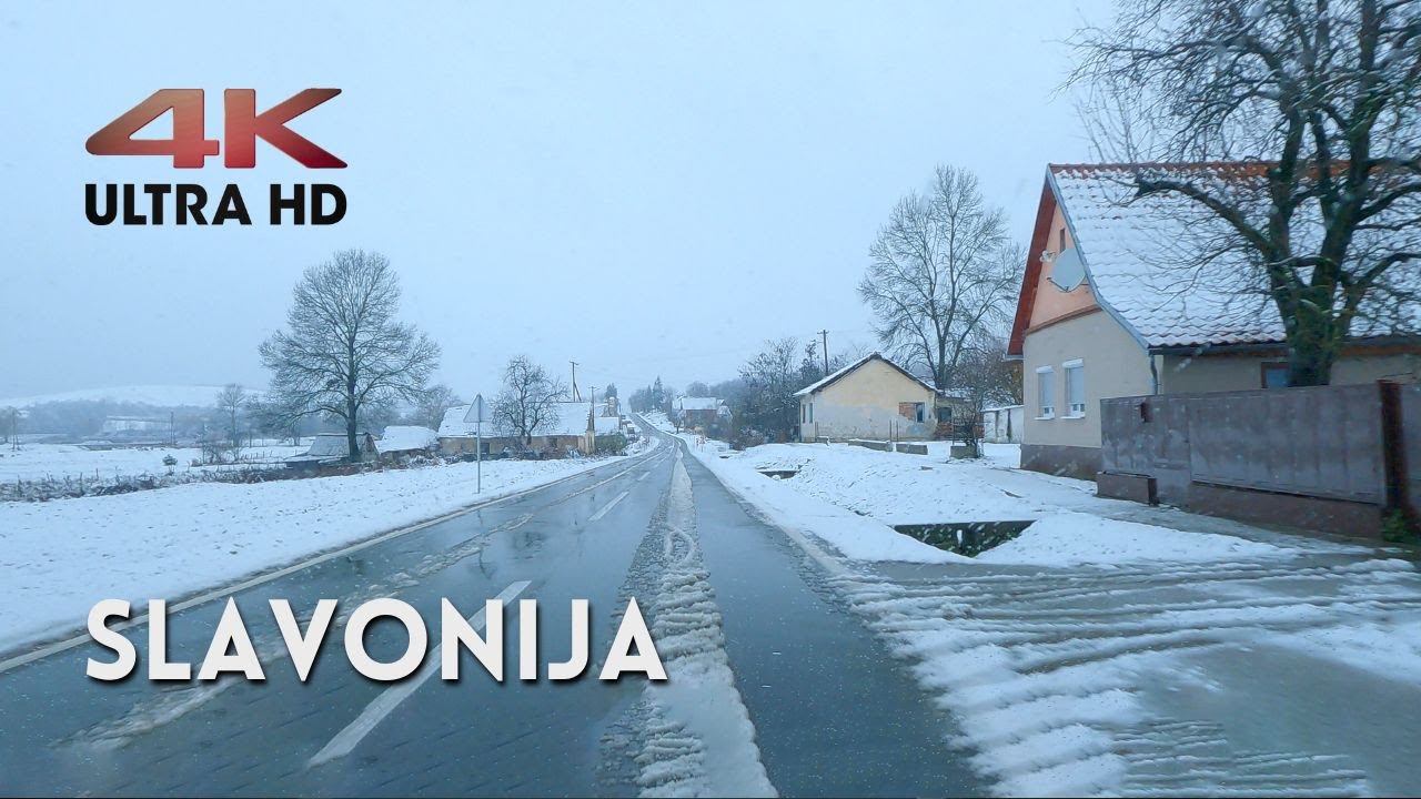 Snježna Vožnja kroz Slavoniju 4K – Opuštajući Zimski Krajolik, Hrvatska (22.11.2025)