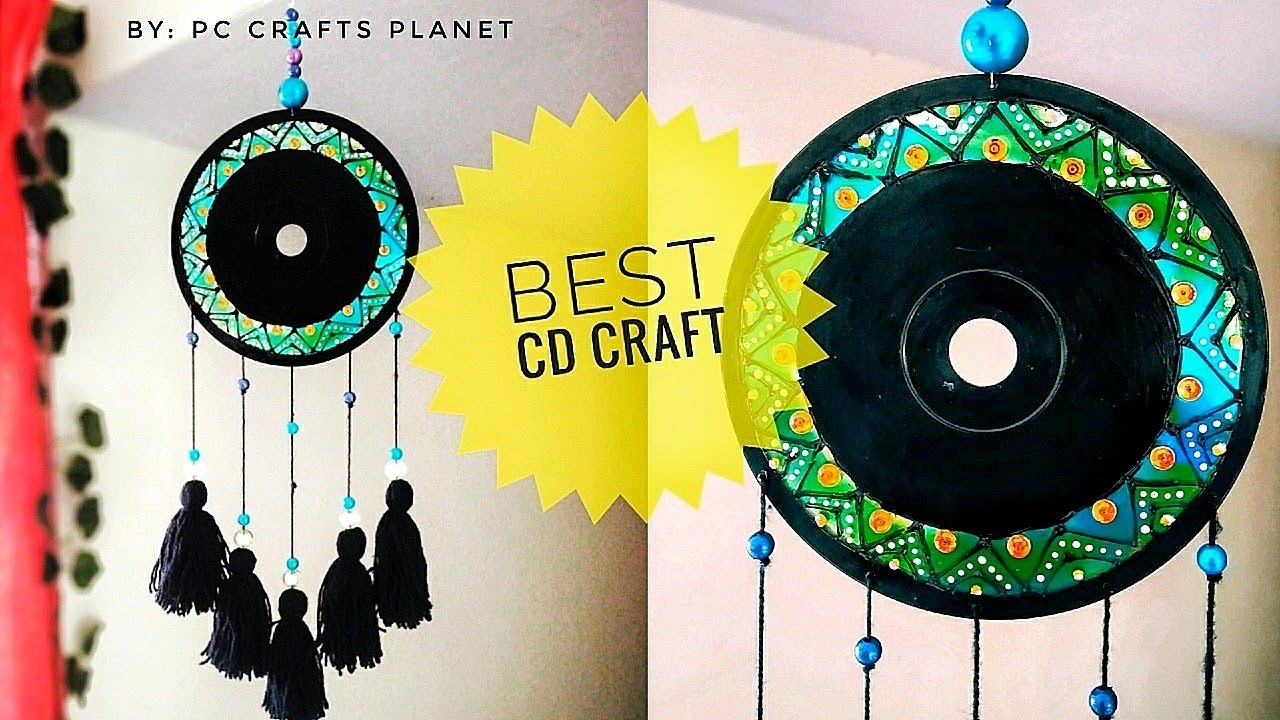 ЛУЧШАЯ идея для поделок из CD + Подвеска на стену из старых CD + Идеи для поделок из подручных ма...