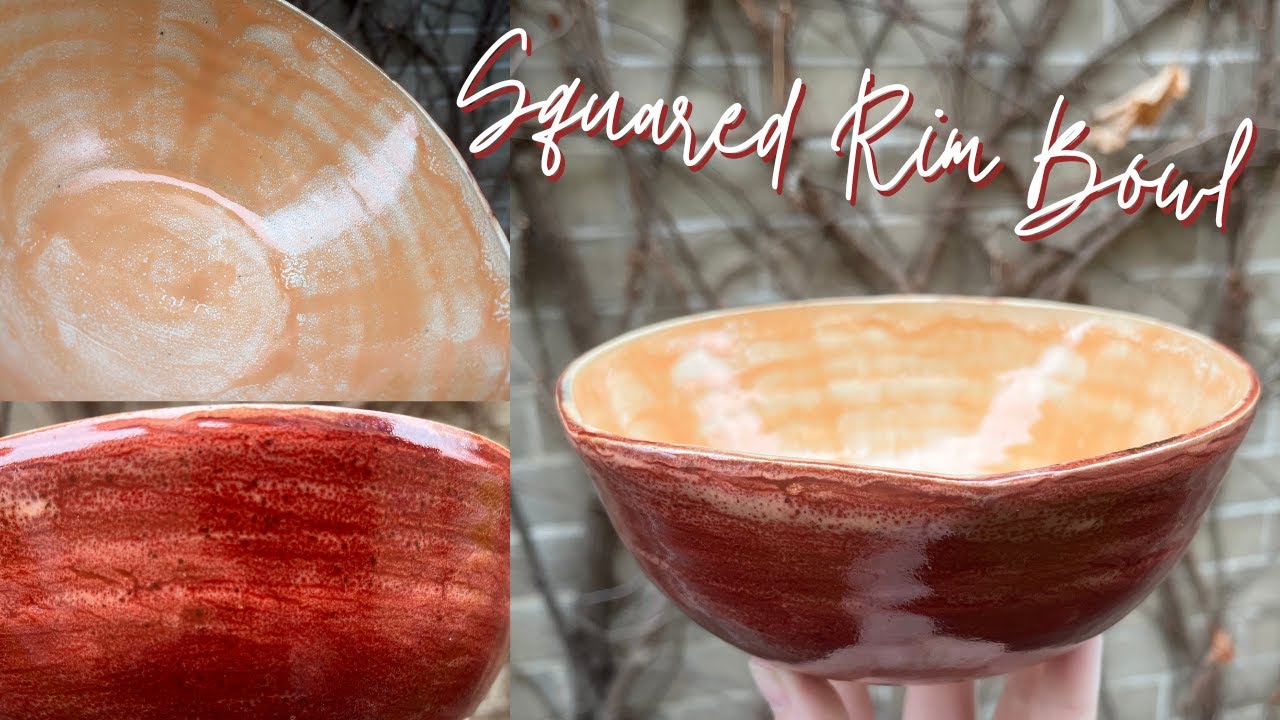 Altering the Rim of a Red and Orange Glaze Ceramic Dinnerware Bowl Made on a Wheel | Pottery by Sara