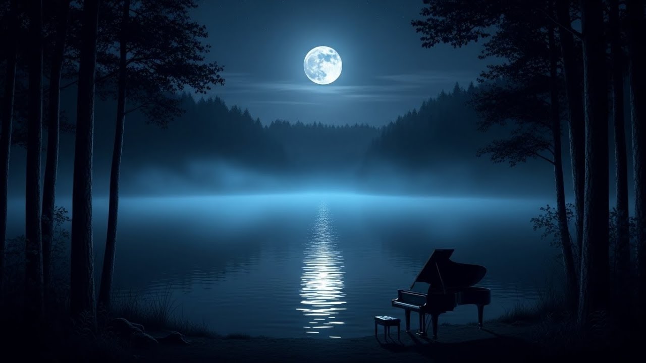 Deep Sleep Music 🌙 Soft Piano & Moonlit Lake | 8 Hours