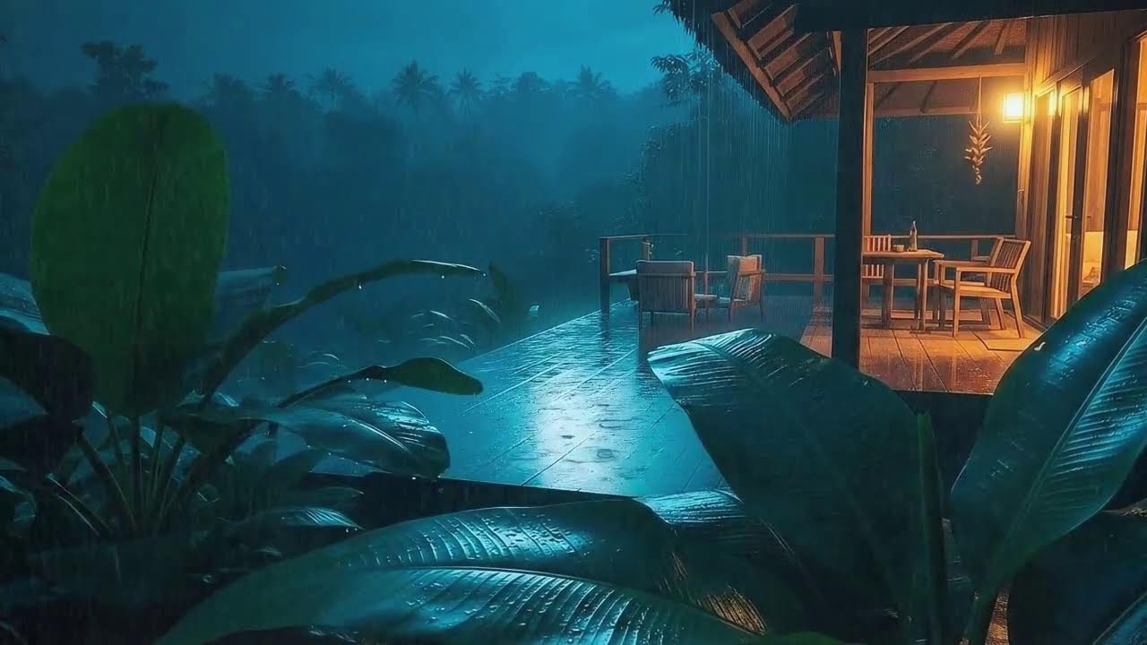 Sleep Fast Tonight with Forest Rain at a Remote Cabin and Low Sky Drum to Feel Safe 🌧️