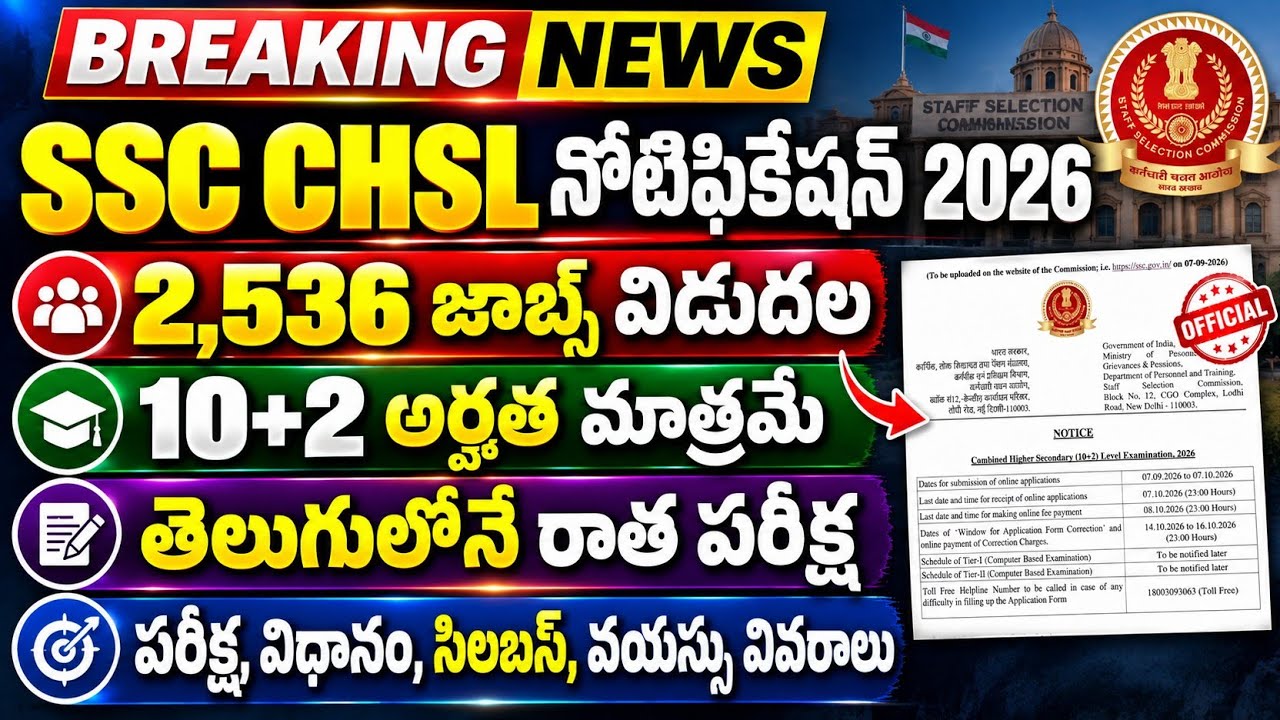 🚨 SSC CHSL Notification 2026 Telugu | SSC CHSL Syllabus 2026 | SSC CHSL 2026 Notification | SSC C...