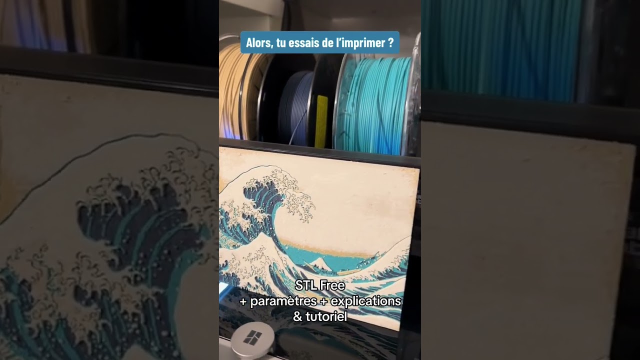 STL Free 3D Print PAINTING💢💣💢 Vague Kanagawa 💢💣💢 #bambulab   by  #art3dchoix