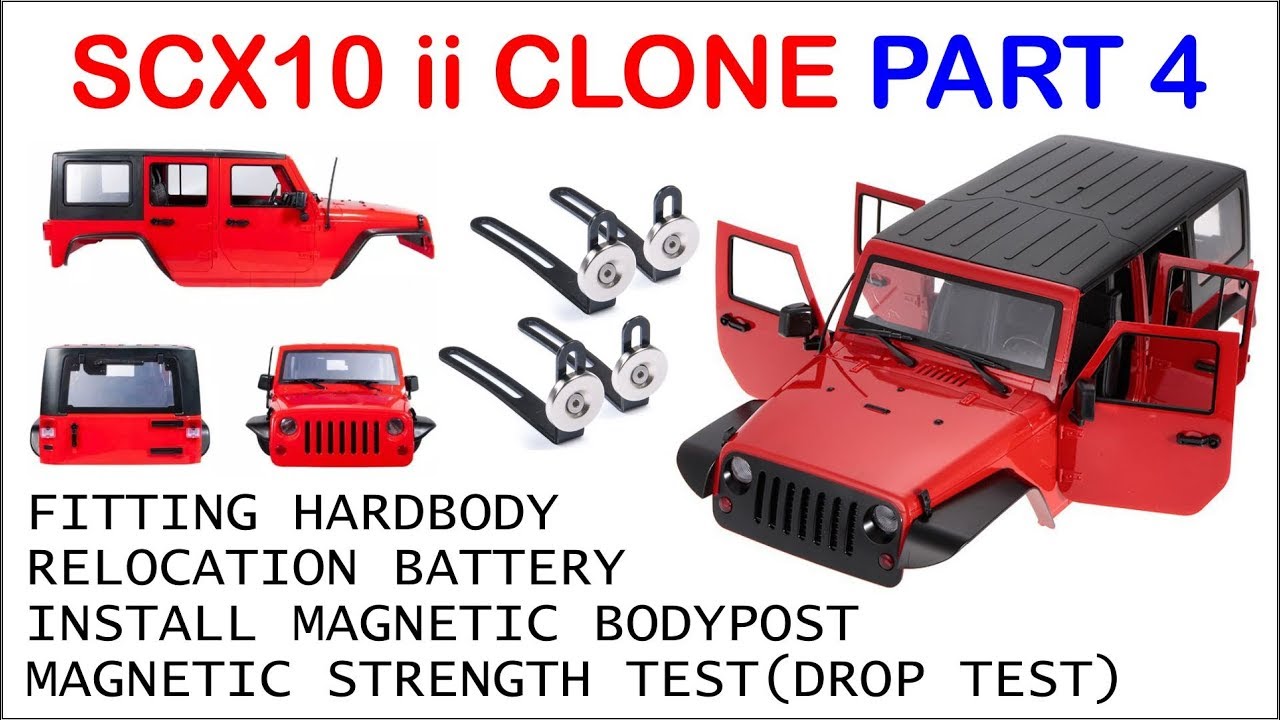 HOW TO INSTALL HARD BODY JEEP JK & MAGNETIC BODY POST - [PART 4] BUILD SCX10 II CLONE
