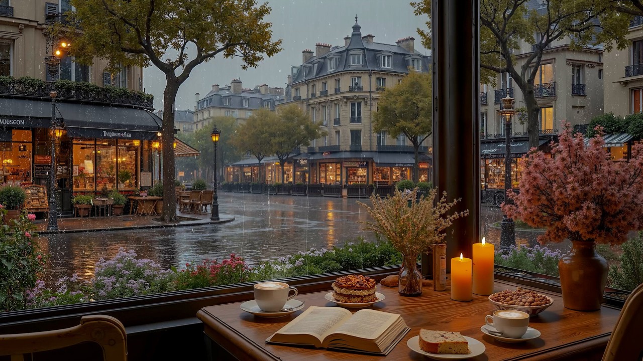 Cozy Winter Jazz Coffee Shop ❄️ Relaxing Jazz Music & Sounds Rain for Focus, Study & Work