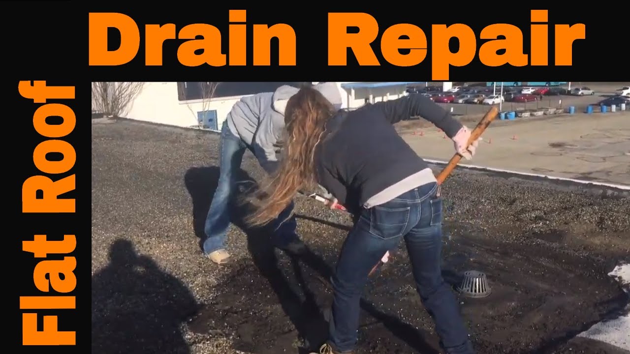 Repairing a leaky drain on a flat roof