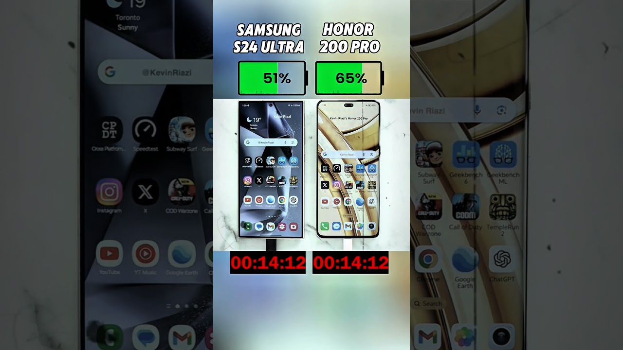 Samsung S24 Ultra vs Honor 200 Pro: Insane Charging Speed Showdown! ⚡🔥 Who Wins? #shorts#viralvideo