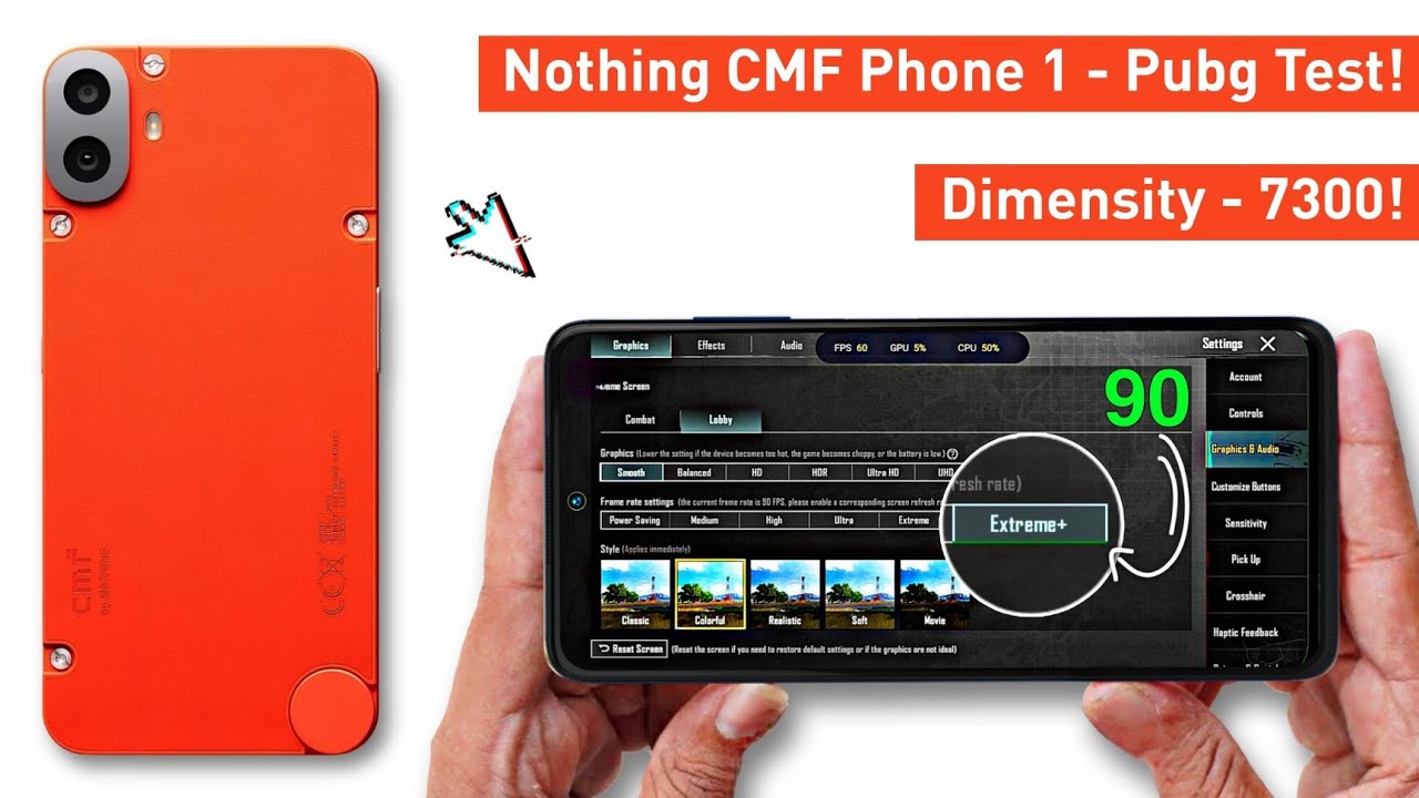 Nothing CMF Phone 1 Pubg Test - Graphics Test.! D7300 + 5000mAh Battery.🤯