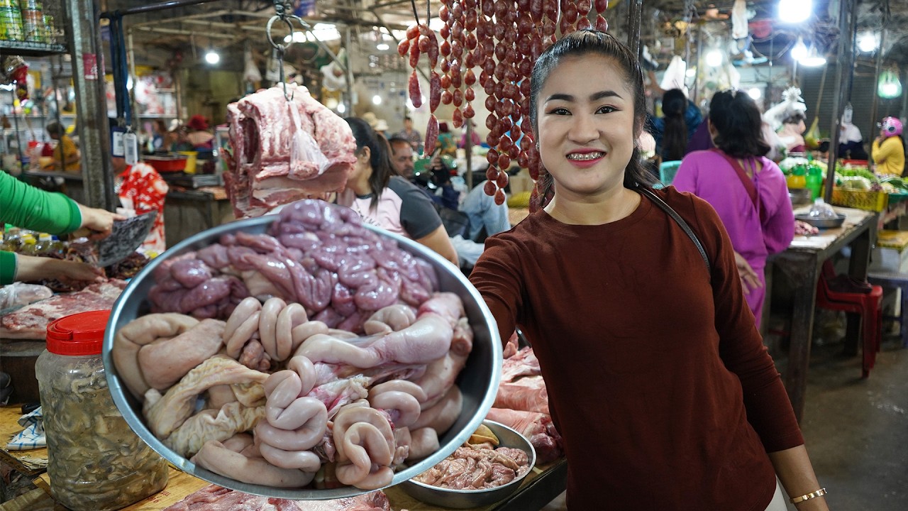 Market show: Buy pork intestine for cooking | 3 recipes, Pork intestine, pickled mustard green
