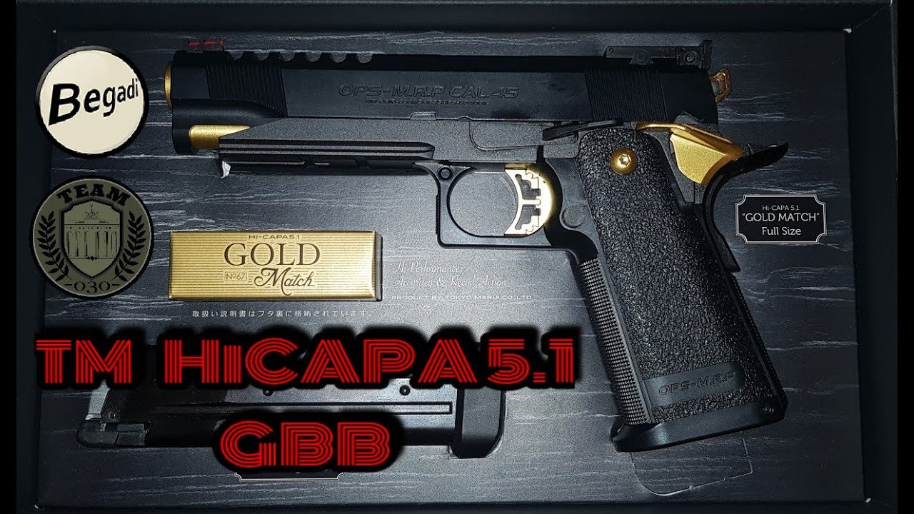 HiCapa 5.1 AIRSOFT by TM Hi-Capa GBB -Gold Match- Edition Review deutsch/german TEAM-030- AIRSOFT