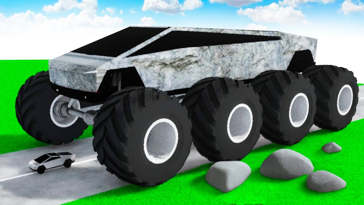 Tesla Cybertruck Giant Transforming to GIANT ROCK Tesla BTR BIGFOOT in Teardown!