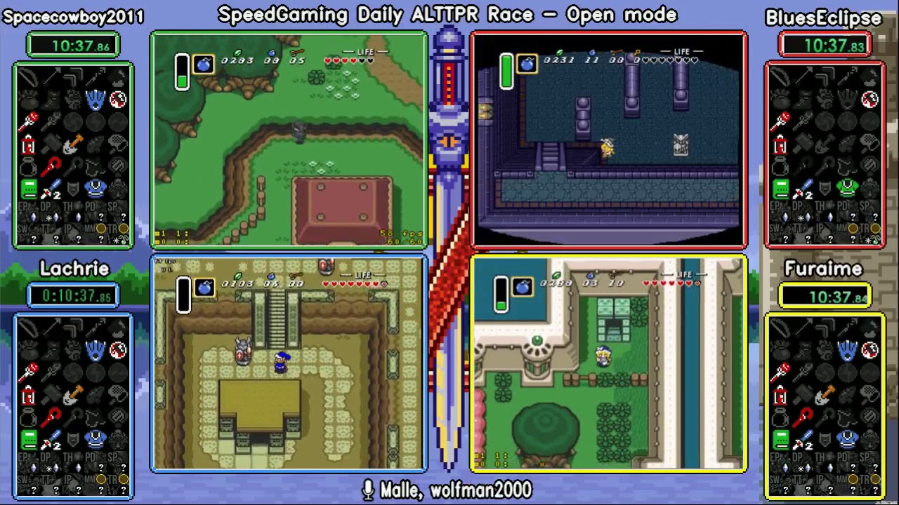 Spacecowbow2011 vs BluesEclipse vs Lachrie vs Furaime, Open. ALTTP Randomizer Daily Race