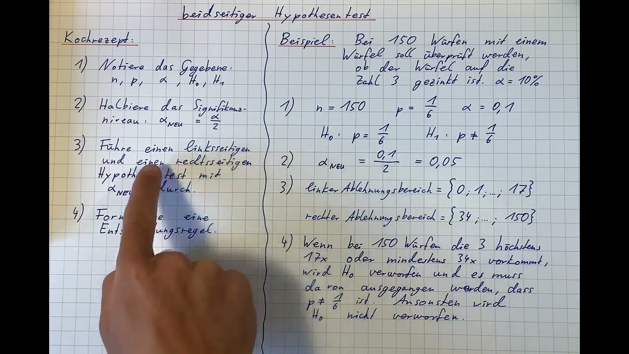 Beidseitiger Hypothesentest & Entscheidungsregel - Erklärung, Kochrezept und Beispiel