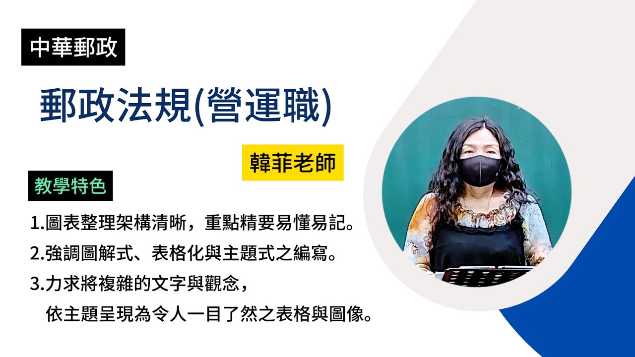 113中華郵政-郵政法規(營運職)-韓菲-超級函授(志光公職‧函授權威)