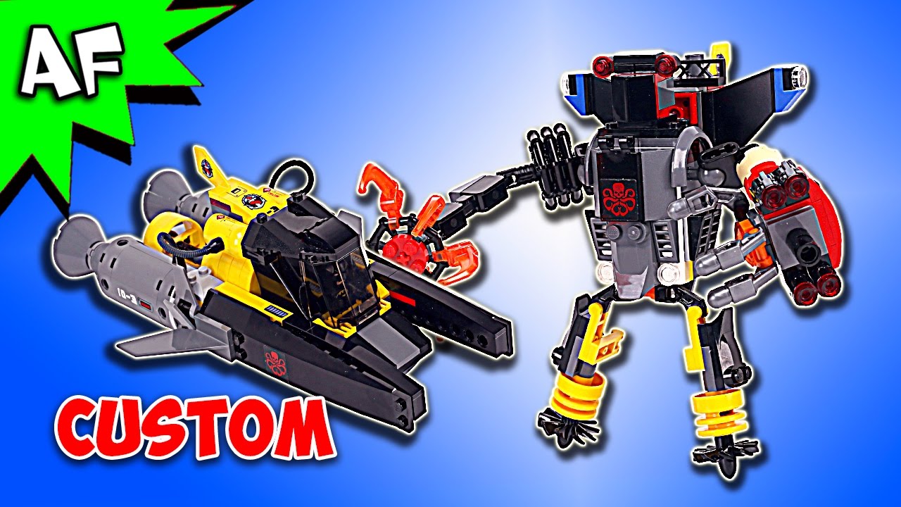 Custom Lego Marvel RED SKULL SUB Mech & Diver Rebrick 76048+60092 Speed Build