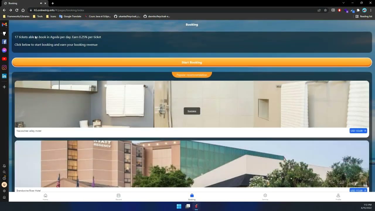 h5 onlinetrip booking