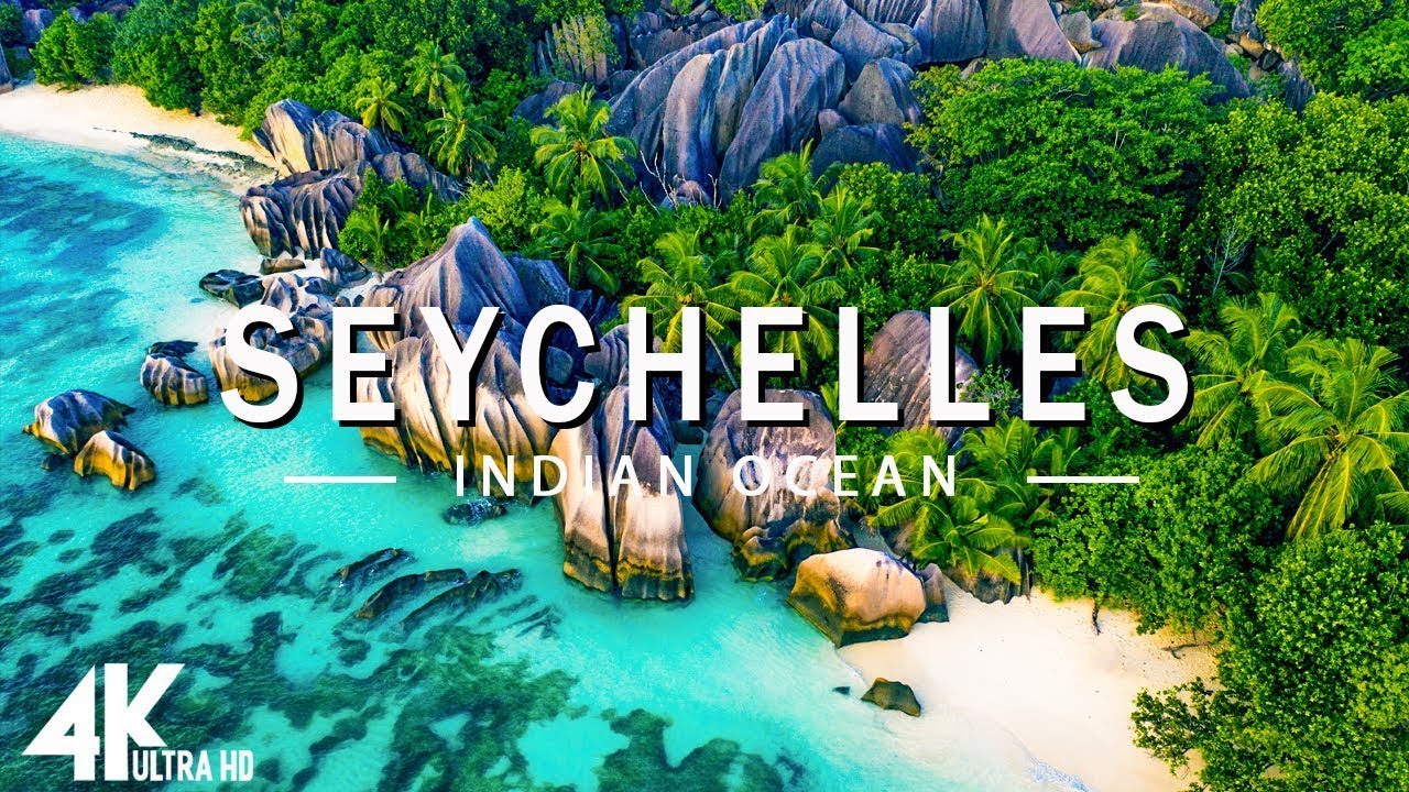 ПОЛЕТ НАД СЕЙШЕЛЬСКИМИ ОСТРОВАМИ Расслабляющая музыка 4K UHD и красивые видеоролики о природе