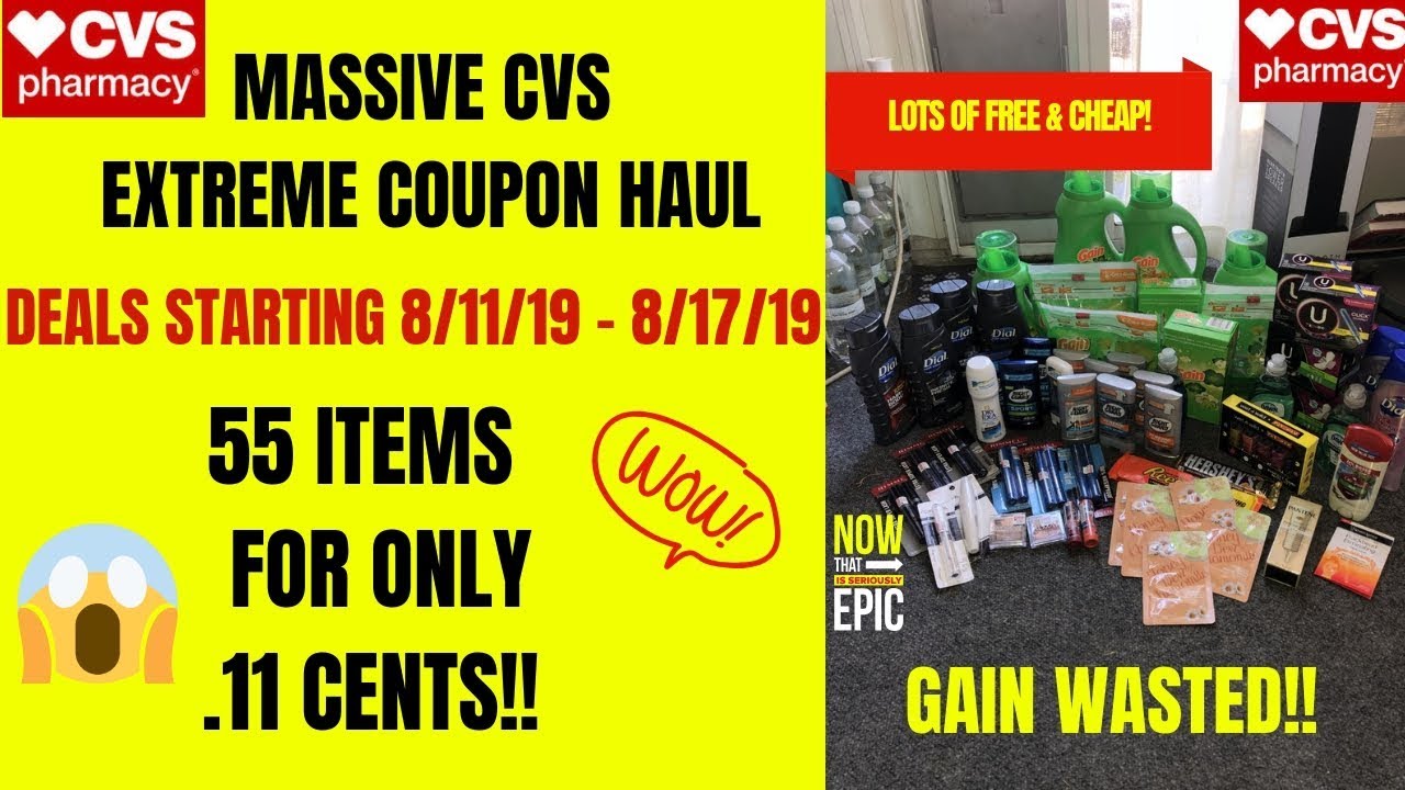 MASSIVE CVS EXTREME COUPON HAUL DEALS STARTING 8/11/19~55 ITEMS FOR ONLY .11 CENTS~TONS OF FREE❤️