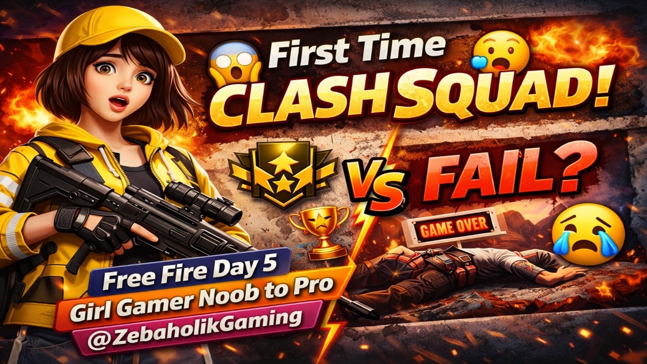 😱 First Time Clash Squad! BOOYAH or Fail? | Free Fire Day 5 | Girlgamer Noob to Pro @ZebaholikGaming