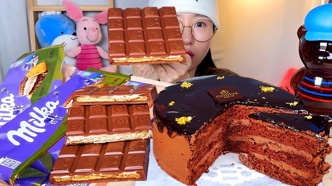 고디바 다크 초콜릿 케이크🍫 밀카 초콜릿 디저트 먹방 Dessert Mukbang