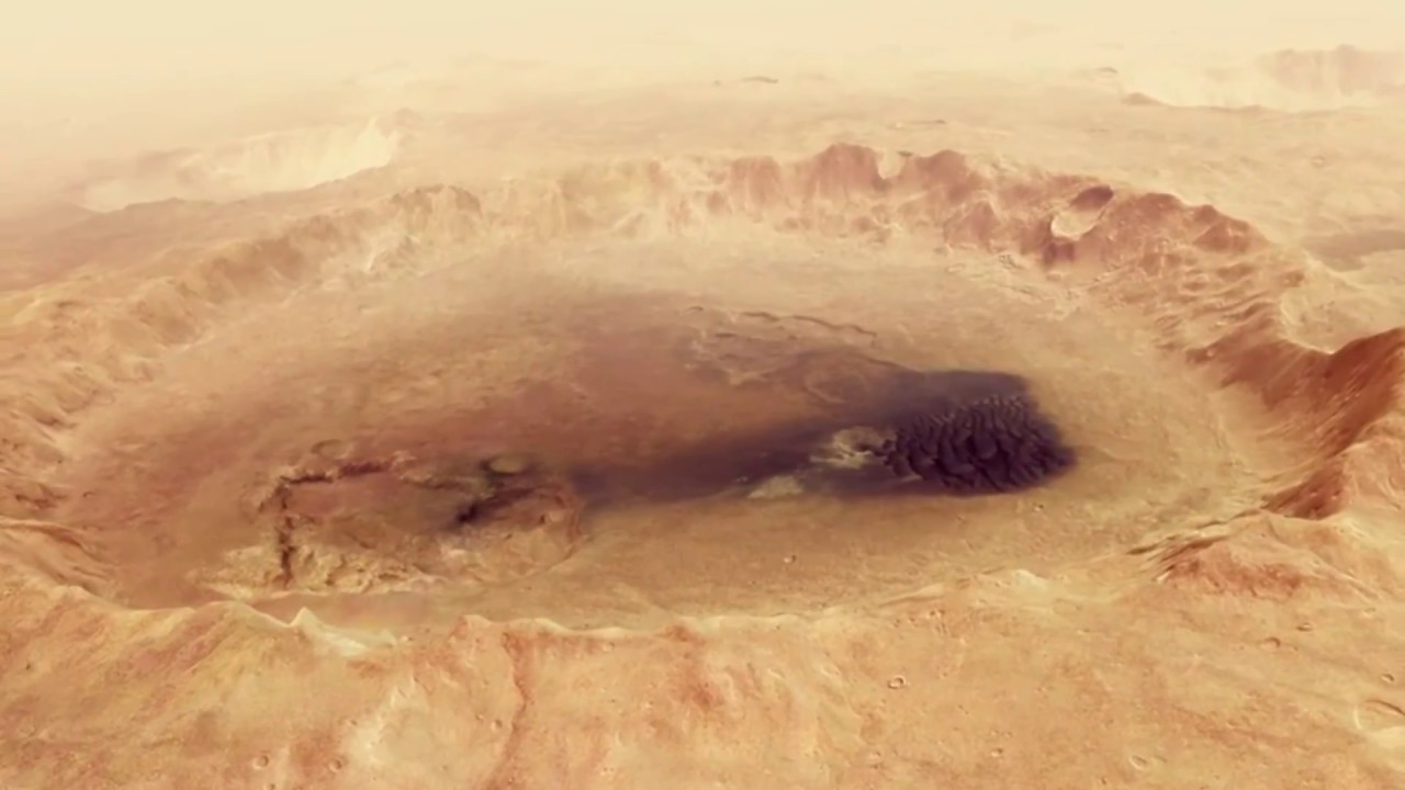 Mars. Flight over Neukum crater.