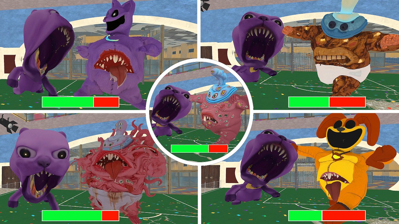 Dark Pals 1-2 Floor 2 All Bosses & Jumpscares | Chompy Catnap, Binky Drinky New Skin Health Bars HD