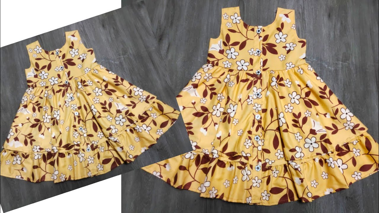 Umbrella Cut Baby Frock Cutting and Stitching❤️Beautiful Button Placket Double Layer🌹DIY Baby Frock