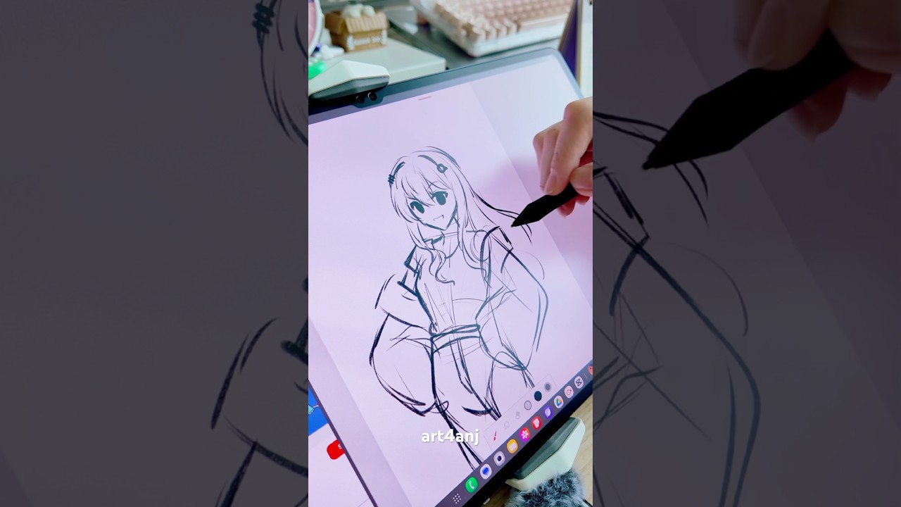 Samsung Tab ASMR Drawing SETUP with new protector & pen! 😆✍️ #drawing #shorts #samsung